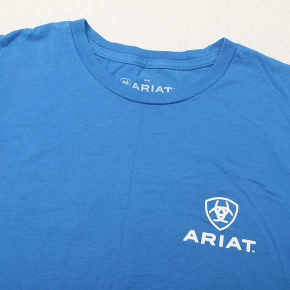 Ariat Shirt Mens Medium Blue Land Of The Free Graphic Tee Buckle Cotton Casual - Picture 2 of 10